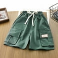 thumbnail image 5 of Sopiago Boys Lightweight Cargo Shorts Youth Drawstring Quick Dry Shorts for Boys Kids Hiking Short with Zipper Pockets (Dark Green,4-5 Years), 5 of 5
