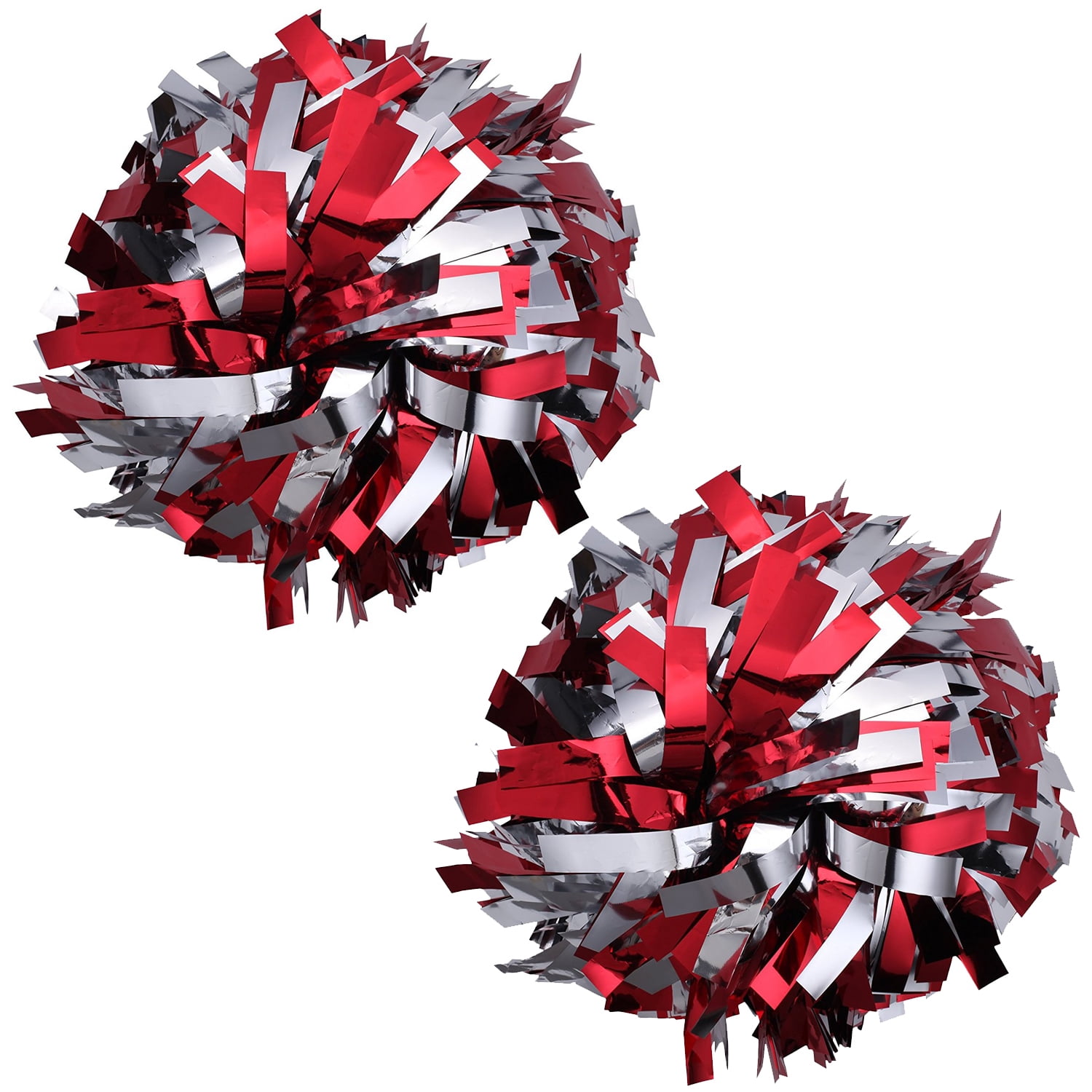 2Pieces/Pair High Quality Metal Red Mix White Cheerleading Pom Poms  Cheerleader Pompon With Rings Handle Match Dance Party Suppl