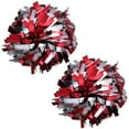 thumbnail image 1 of Metallic Cheer Pom Poms Cheerleading Cheerleader Gear 2 pieces one pair poms(Red/Silver), 1 of 2