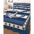thumbnail image 3 of Quilts Full Size, Navy Blue Anchor Soft Comforter Bedding Set for Bed, Nautical Summer Beach Coastal Ocean Lightweight Quilted Bedspread with Pillow Cover(2 Pieces) for All Season, 78x90 Inch, 3 of 6