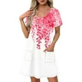 thumbnail image 2 of Patlollav 2025 Pocket Dresses for Women Summer Print Short-Sleeve V-Neck Casual Dress, 2 of 6