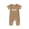 thumbnail image 1 of hirigin Summer Toddler Baby Boys Casual Ribbed Clothes Solid Ribbed Knitted Short Sleeve Letter Print Romper Jumpsuits One-pieces Long Pants, 1 of 8