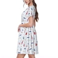 thumbnail image 2 of Disketp Nautical Lighthouse Sailboat para Vestido de Manga Corta para Mujeres, Vestidos de Verano para Mujeres, Casual y Holgado para la Playa, 2 of 6