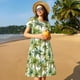 thumbnail image 4 of Easygdp Green Hawaii Palms para Vestido Transpirable de Mujer, Vestido Suelto de Manga Corta con Pliegues y Bolsillos para el Verano, 4 of 6