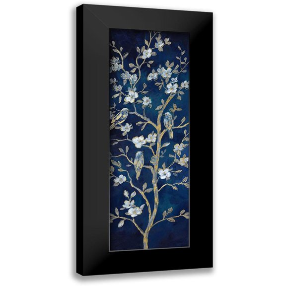 Nan 7x14 Black Modern Framed Museum Art Print Titled - Indigo Spring I