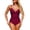 Wine #120, variant on Women's Tummy Control One Piece Swimsuit Criss Cross V Neck Swimwear Ruched Bathing Suit Wine XL