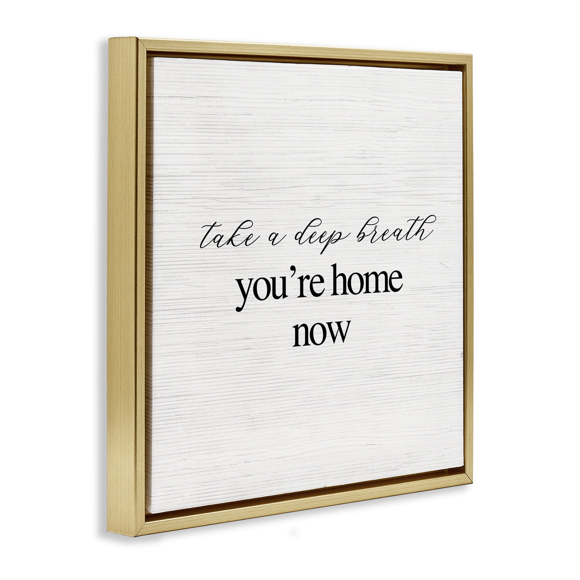 Stupell Industries Home Now Minimal Phrase Typography Painting Gold Floater Framed Canvas Art Print Wall Art, 25 x 25