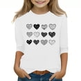 thumbnail image 2 of White Girls Long Sleeve Cold Shoulder Top, Cute Heart Print Soft Stretch Polyester Spandex Casual Shirt for 4-12 Years Old Kids, Easy Care Everyday Wear,Size 12-13T, 2 of 5