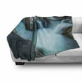 thumbnail image 3 of Landscape Soft Flannel Fleece Throw Blanket, Waterfall Basalt Rocks Rural Scenery National Park Nature Woods Photo, Cozy Plush for Indoor and Outdoor Use, 50" x 70", Sky Blue Grey Green, by Ambesonne, 3 of 6