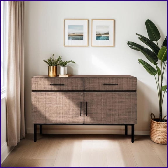 Accent Cabinet with 2 Drawers | Mahogany Solids & Veneers | Magnetic Catches | Brown | Wood