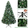thumbnail image 2 of 6FT Flock Christmas Tree, SEGMART 6FT Artificial Snow Christmas Tree w/920 Tips, Pine Cones, Upgraded Indoor/Outdoor Christmas Decorations with Metal Stand for Home, Festival, Party, LL340, 2 of 10