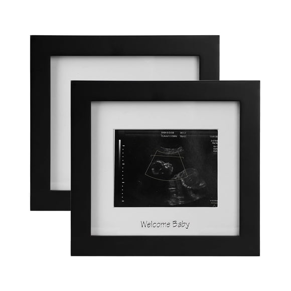 Marco de fotos Sonogram IHEIPYE negro, paquete de 2 con texto plateado