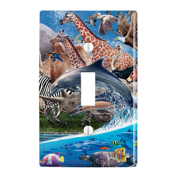 Multiple Animal Species Migration Plastic Wall Decor Toggle Light Switch Plate Cover