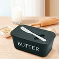 thumbnail image 7 of BUTOMKY Butter Dish with Lid - Plastic Butter Storage Container, Large Countertop Butter Keeper for Refrigerator & Kitchen (Includes Butter Knife) White Green, 7 of 7