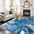 thumbnail image 2 of Ocean Blue Octopus Area Rugs 6'x9', Washable Small Throw Rugs for Kitchen Dining room, Nautical Castle Coastal Lighthouse Indoor Outdoor Rug Non-Slip Low Pile Carpet Runner Reversible Floor Mats, 2 of 8