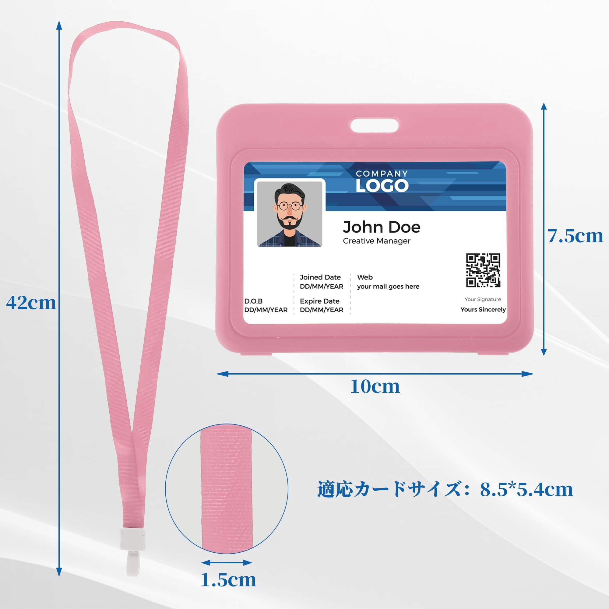 Unique Bargains Lanyards for ID Badges Leather Clear Card Holder with Lanyard Pink