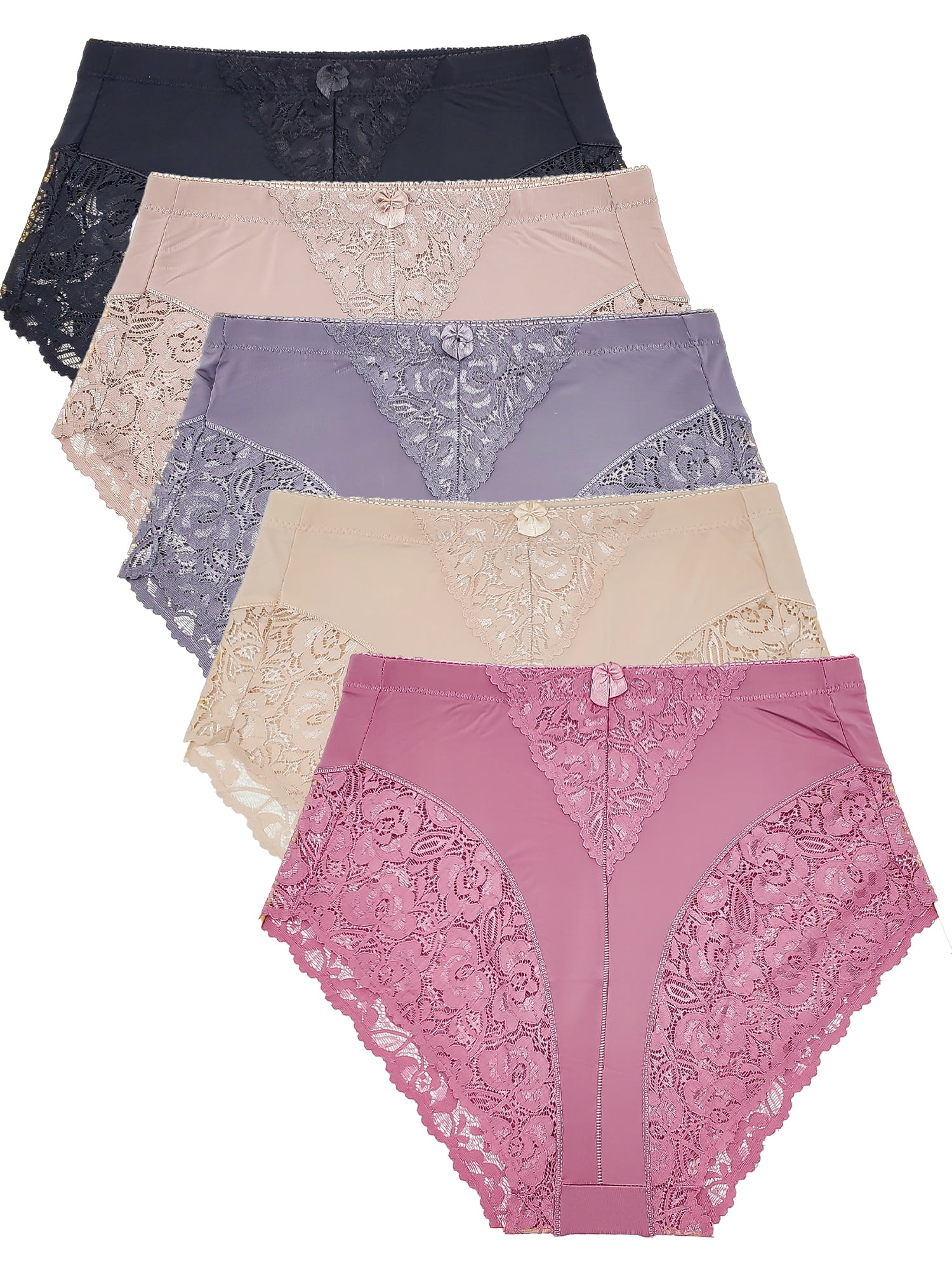 Barbra Lingerie Womens Panties S Plus Size Light Control Full Cover Lace Briefs Underwear