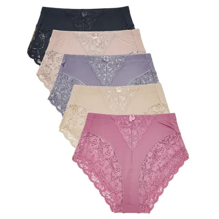 Barbra Women's Panties Light Control Lace Briefs Small to Plus Sizes Multi-Pack