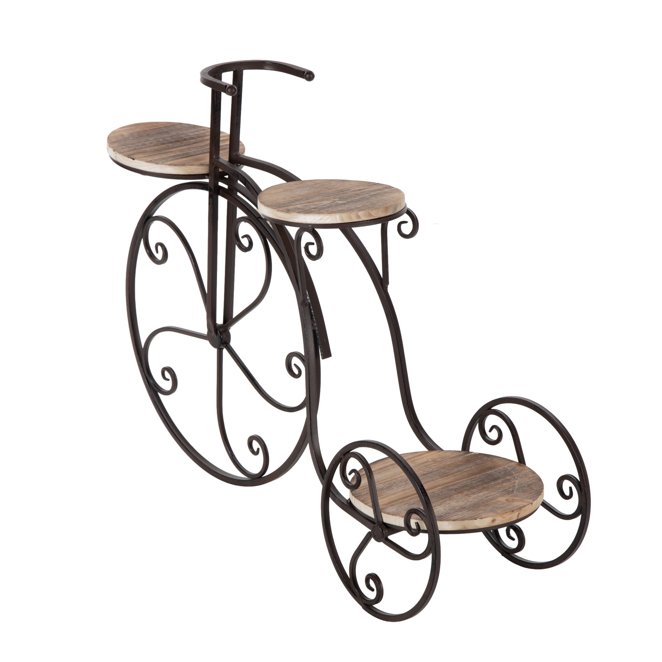 DecMode 31" x 10" x 23" 2 Tier Brown Metal Bike Plantstand