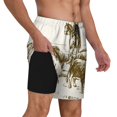 thumbnail image 2 of Cauagu Cattle Drive By Two Cowboys Print Mens Swim Trunks Quick Dry Board Shorts Swim Shorts with Compression Liner Bathing Suits-Medium, 2 of 6