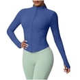 thumbnail image 2 of FNFYFH Women's Cropped Running Workout Jackets Zip Up Slim Fit Yoga Jacket Quick Dry Athletic Tops with Thumb Holes, 2 of 7