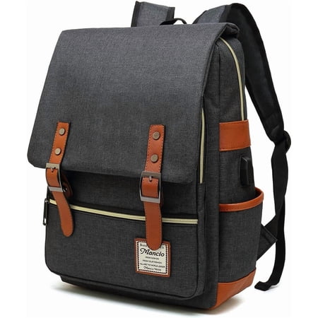 Kwuty Vintage Laptop Backpack with USB Charging Port, Slim Tear Resistant Business Backpack for Travelling, College, Casual Daypacks for Men,Women, Fits up to 15.6Inch Notebook, Green