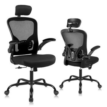 Flysky Ergonomic Office Chair 300lb,Desk Chair with Lumbar Support and Flip-up Arms, 1PC Black