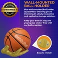 thumbnail image 3 of Hold My Ball Basketball Holders – Gold Large Hand Wall Mount Displays for Ball Storage & Memorabilia - Ball Storage Rack for Basketball, Soccer or Volleyballs, 3 of 7