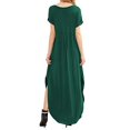 thumbnail image 3 of Vestido a juego con cuello en V, casual, holgado, manga corta, maxi con bolsillo, 3 of 4