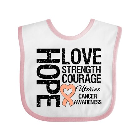 

Inktastic Uterine Cancer Hope Love Strength Gift Baby Boy or Baby Girl Bib