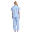 thumbnail image 6 of GLOBAL Women 100% Cotton Button Down Short Sleeve Top & Long Pants Summer Pajama Set with Pockets, 2-Piece, Sizes S to 3XL, 6 of 6