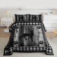 thumbnail image 2 of Homewish Farmhouse Deer Animal Full Size Comforter Sets for Men, Black Grey Buffalo Plaid Bedding Comforter Set, Western Lodge Cabin Reversible Bedding Sets, Super Cozy Room Decor, 3pcs, 2 of 8
