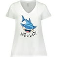 thumbnail image 3 of Inktastic Cute Whale Shark Says Hello Women's Plus Size V-Neck T-Shirt, 3 of 5