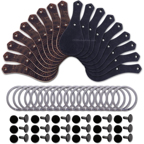 Leather Key Fob Kit - Water Buffalo - Color Variety Pack (8-9oz) - Rivet (Black) - (18 Pack) - 18 Pack (Color Variety)(Black)