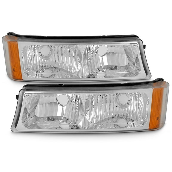 AKKON - For 2003-2006 Chevy Silverado/Avalanche Chrome Bumper Turn Signal Parking Lights Lamps Left   right Pair