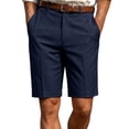 thumbnail image 2 of Men's 7-Inch Chino Dress Shorts, Straight Leg Flat Front Casual Shorts, Solid Color Business Casual Summer Golf Shorts with Button Navy, 2 of 5
