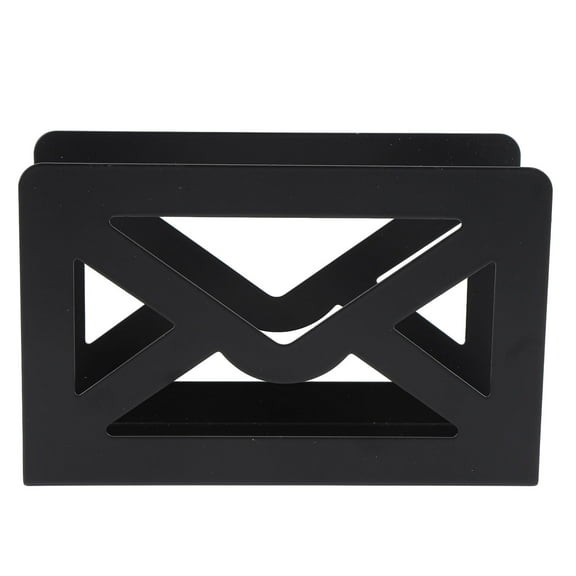 BIMZUC Metal Mail Holder – Modern Black Letter Organizer with Envelope Cutouts, Durable Iron, 60‑Envelope Capacity, Desktop & Office