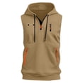 thumbnail image 4 of CIENVNSTG Mens Tank Quarter Zip Pullover Hoodies Workout Gym Athletic Running Casual Fashion Hoodie Sleeveless Summer Outfits Earthy Yellow 3XL, 4 of 4