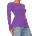 thumbnail image 2 of T-shirt pour Femmes à Manches Longues, Col Rond, Uni, Coupe Ajustée, Hauts d'Automne, T-shirts Basiques, Vêtements d'Automne, 2 of 4
