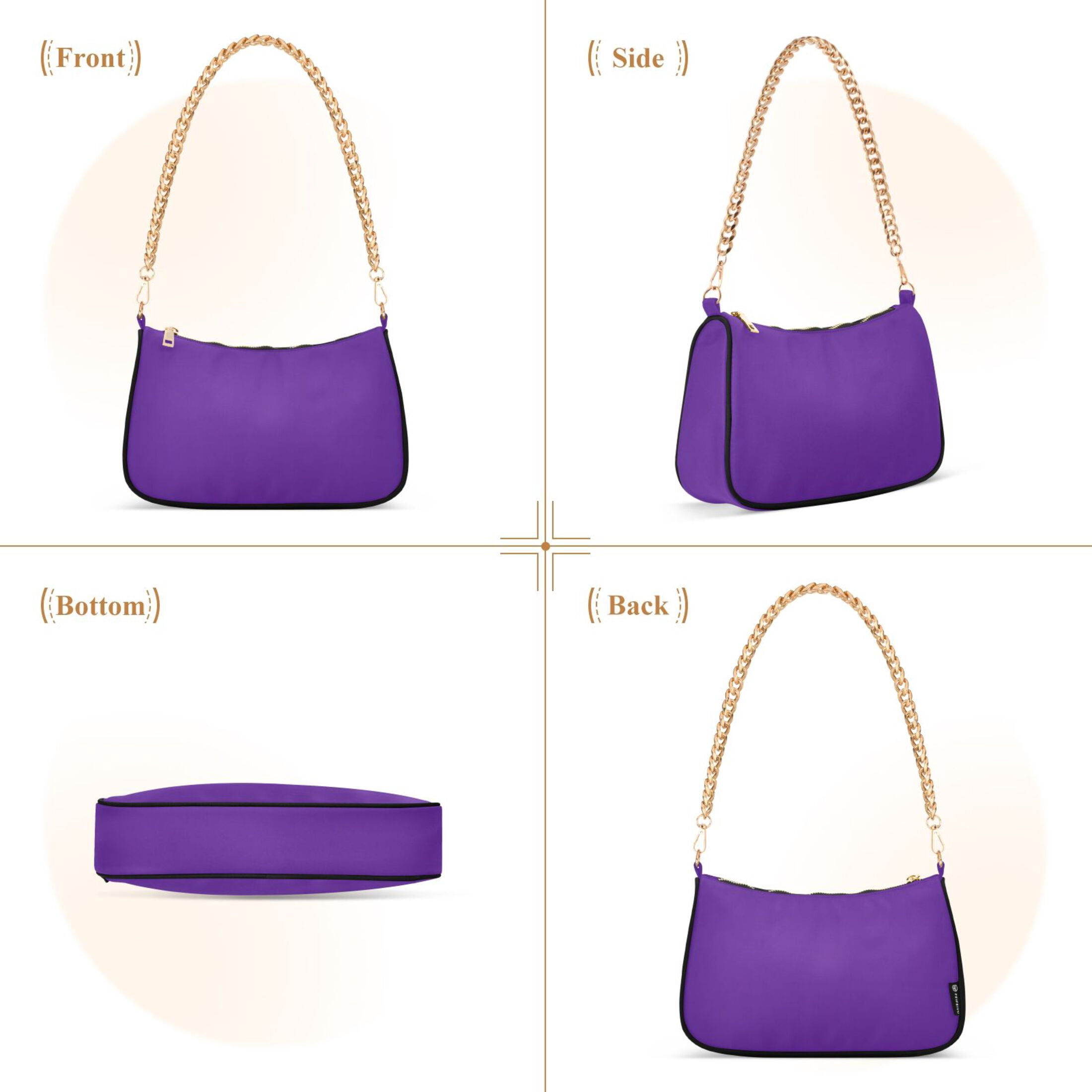 Ryvnso Dark Purple Womens Chain Shoulder Bag Tote Handbags Clutch Hobo Purse with Zipper for Travel