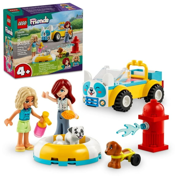 LEGO Friends Dog Grooming Car Toy, Building Toy for Kids Who Love Animals and Nature, Comes with 2 Mini Doll Characters and 2 Dog Toy Figures, Vet Toy Gift Idea for Girls and Boys Ages 4 and Up, 42635