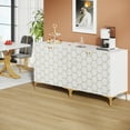 thumbnail image 3 of Tribesigns 31.5 Inche Buffet Cabinet Set of 2, White Sideboard Modern Hexagon Pattern Display Storage Cabinets(Set of 2), 3 of 6