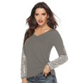 thumbnail image 2 of Women Glitter Sequin Splicing V Neck Long Sleeve Casual Blouse Fashion Party Tunics Tops, 2 of 2