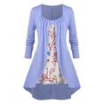 thumbnail image 1 of Camiseta Talla Extra Asimétrica Floral Rosegal  Mangas largas de talla grande, 1 of 5