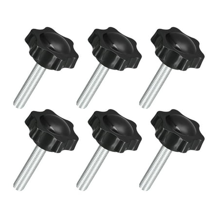 Uxcell 6Pack M8 x 40mm Star Knobs Plastic Hex Shaped Hand Clamping Knob Screw