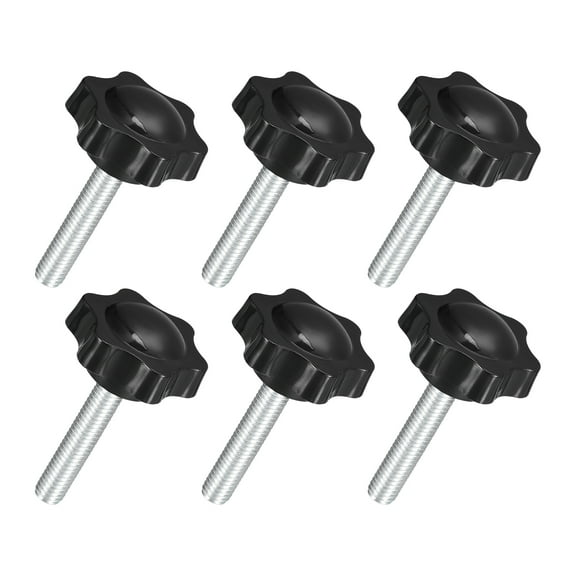 Uxcell 6Pack M8 x 40mm Star Knobs Plastic Hex Shaped Hand Clamping Knob Screw