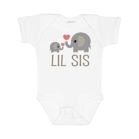 

Inktastic Little Sister Elephant Gift Baby Girl Bodysuit