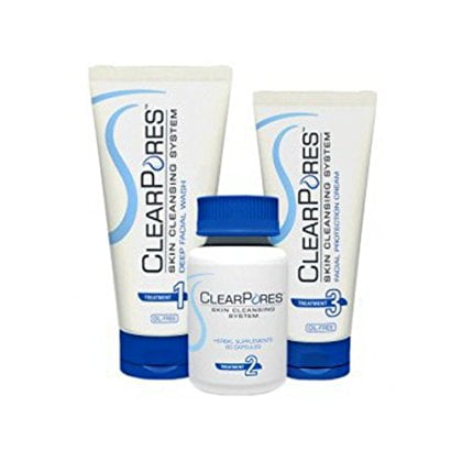 ClearPores Facial System - Acne Treatment - Clear Pores Deep Facial Wash, Herbal Supplement, & Facial Protection (Best Herbal Supplements For Acne)