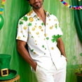 thumbnail image 5 of Men's St Patrick Shirts Lapel Short Sleeve Button Down Festival Print Loose Casual Stylish Holiday Shirt (XL, White), 5 of 8