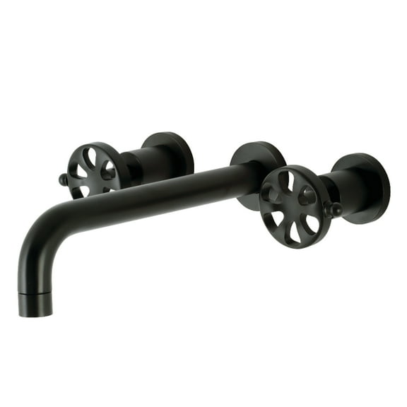 Kingston Brass KS8020RX Belknap Two-Handle 3-Hole Wall Mount Roman Tub Faucet in Matte Black